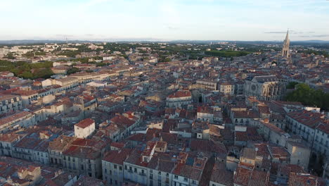 Beautiful-aerial-view-of-Montpellier-center-Ecusson.-Sunrise-clear-sky